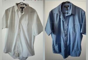 Lot 2 The Outfitters by Lands End 16.5 Wrinkle Free Broad Cloth Blue White